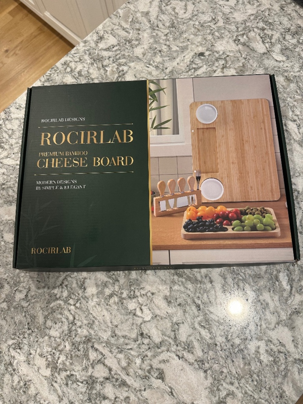 New in Box ROCIRLAB Bamboo Charcuterie Board (23"×11"×0.8") and Knife Set